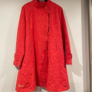 Desigual Jacquard Red Trench Coat